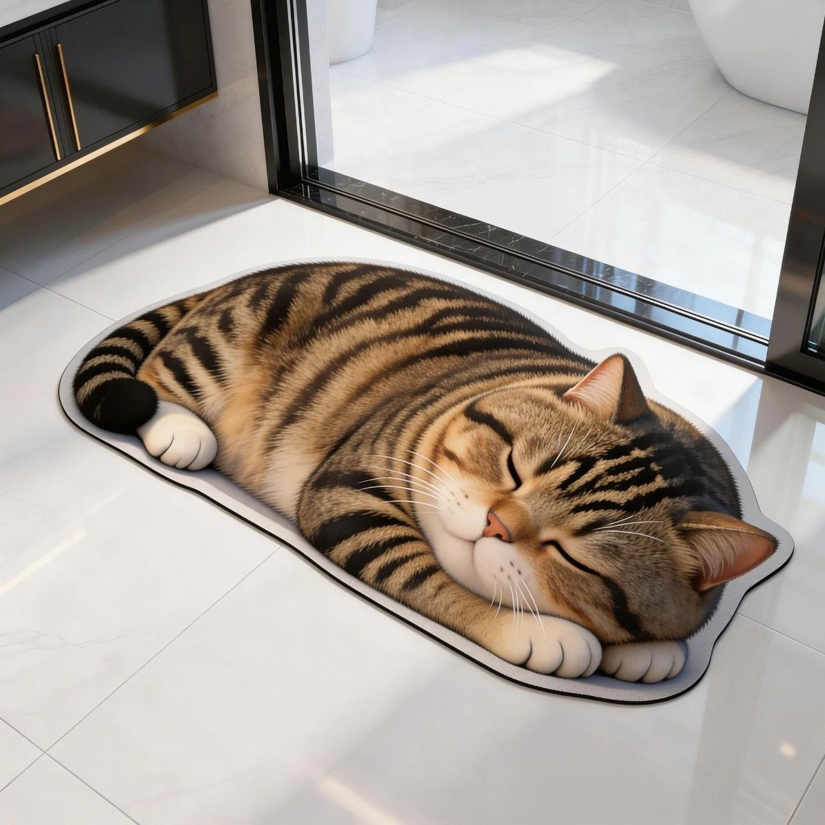 Cartoon cat diatomite bathroom mat, water-absorbent, non-slip, decorative floor mat, dirt-resistant, easy to clean, entrance mat