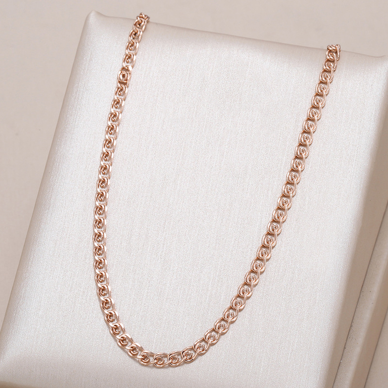 Autumn Lace 585 Rose Gold Necklace Russian Purple Gold Long Naked Chain Accessible Luxury Clavicle Chain Rose Gold Jewelry