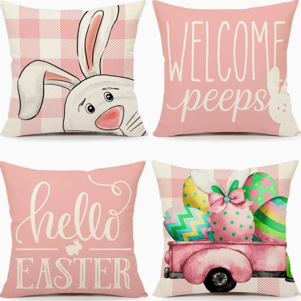 Amazon nuevo huevo de Pascua transfronterizo funda de almohada lino conejo simple funda de almohada cojín de sofá doméstico