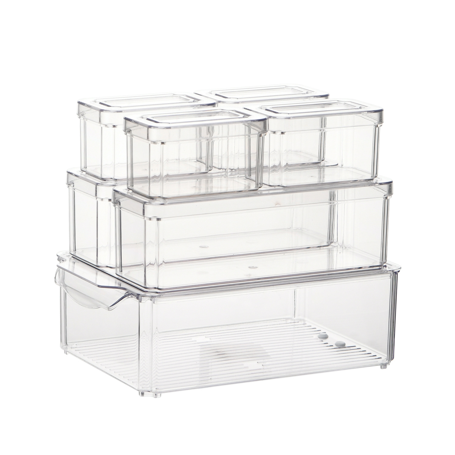 Caja de almacenamiento de PET con tapa para frutas y verduras refrigerador organizador de cocina