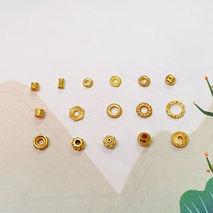 S925 Silver Gold Plated Straight Tube Snowflake Spacer Disc Coin Bead Flash Bead Bracelet Necklace Wen Play Beaded Accessories