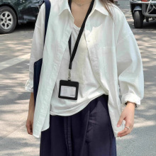 跨境纯棉衬衫外套女长袖春秋季慵懒宽松休闲纯色衬衣外搭防晒上衣