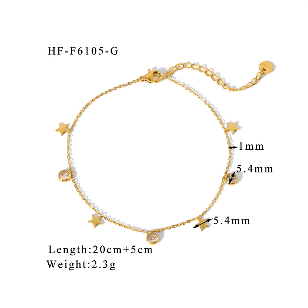 2024 verano nuevo estilo INS estilo exquisito estrella de cinco puntas circón impermeable y no se desvanece cadena de fútbol femenino joyería