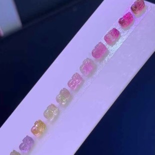 Macaroon Tourmaline Carved Pixiu Crystal Color Purple Palmer Blue Yellow Mint Green Luhong Inlaid Bracelet