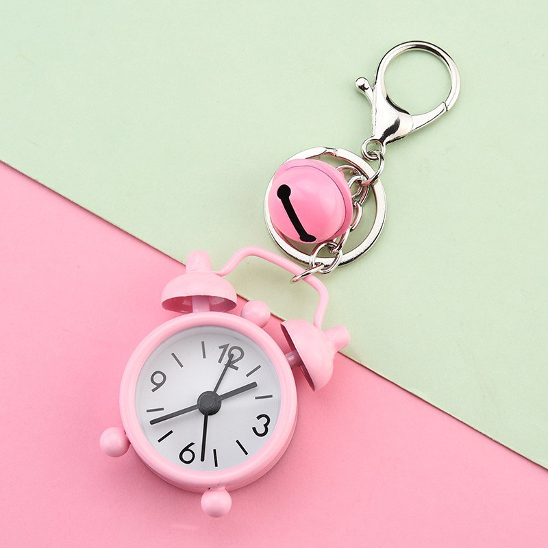 Creativo mini reloj de alarma llavero dibujos animados lindo coche pareja exquisita bolsa colgante pequeño regalo
