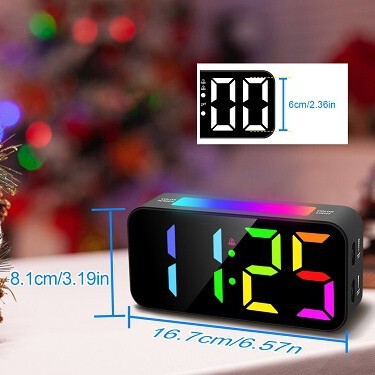 クロスボーダー RGB マジックナイトライト LED 目覚まし時計バイブレーターカラフルなデジタル発光時計スヌーズ付き 2 セットの目覚まし時計|undefined