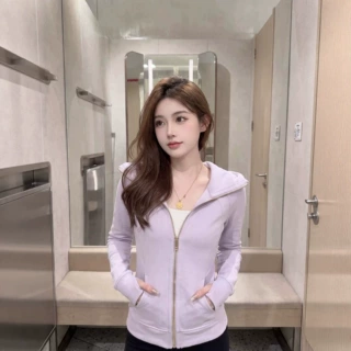 定制修身连帽外套女春秋正肩收腰上衣早秋连帽衫薰衣草紫即墨卫衣