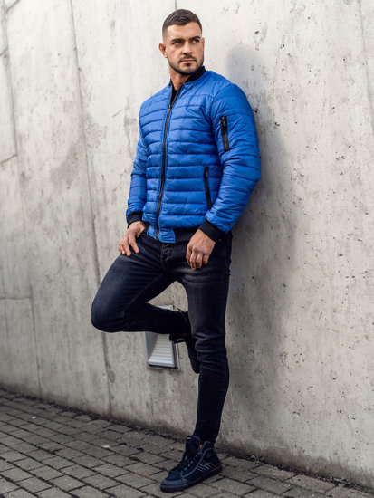 Men's Padded Quilted Stand Collar Warm Cotton Coat Jacket_voghion.com