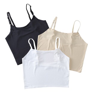 Summer Black Camisole Small Vest Ice Silk Traceless Strapless Breast Wrapping Chest Anti-walking Beautiful Back Base Girls' Underwear Short