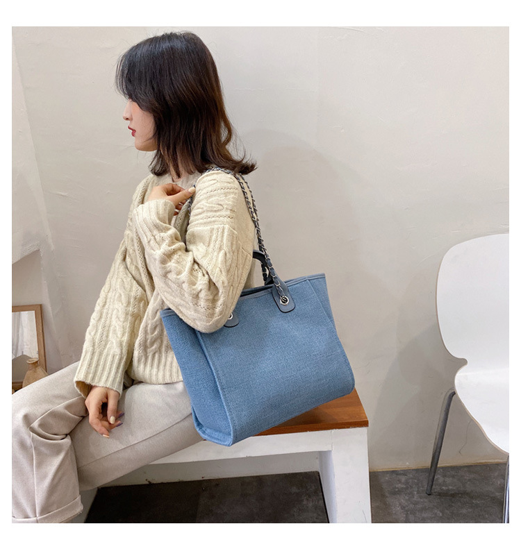 Streetwear Style Bucket Shape Large Size Women's Large Canvas Solid Color Streetwear Square Zipper Shoulder Bag Handbag Tote Bag