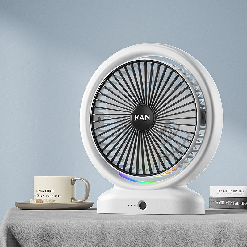 新しいクロスボーダーデスクトップ循環空調ファン強風屋外ポータブル小型ファンサイレント充電式小型空冷ファン|undefined