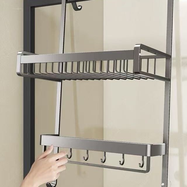 Shower Room Rack, Bathroom Storage Rack, Towel Rack, Bathroom Glass Door Hanging Basket, Punch-Free Storage Rack, Bath Towel Rack