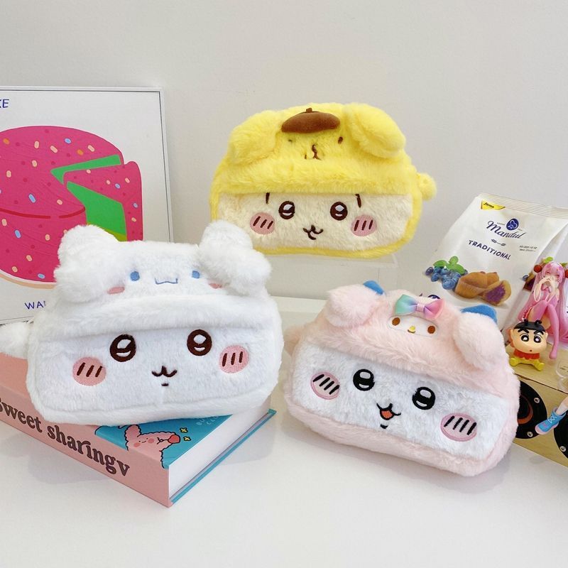 ちいかわウサキイカぬいぐるみ鉛筆バッグ漫画かわいい人気の日本製大容量筆箱文具バッグ|undefined