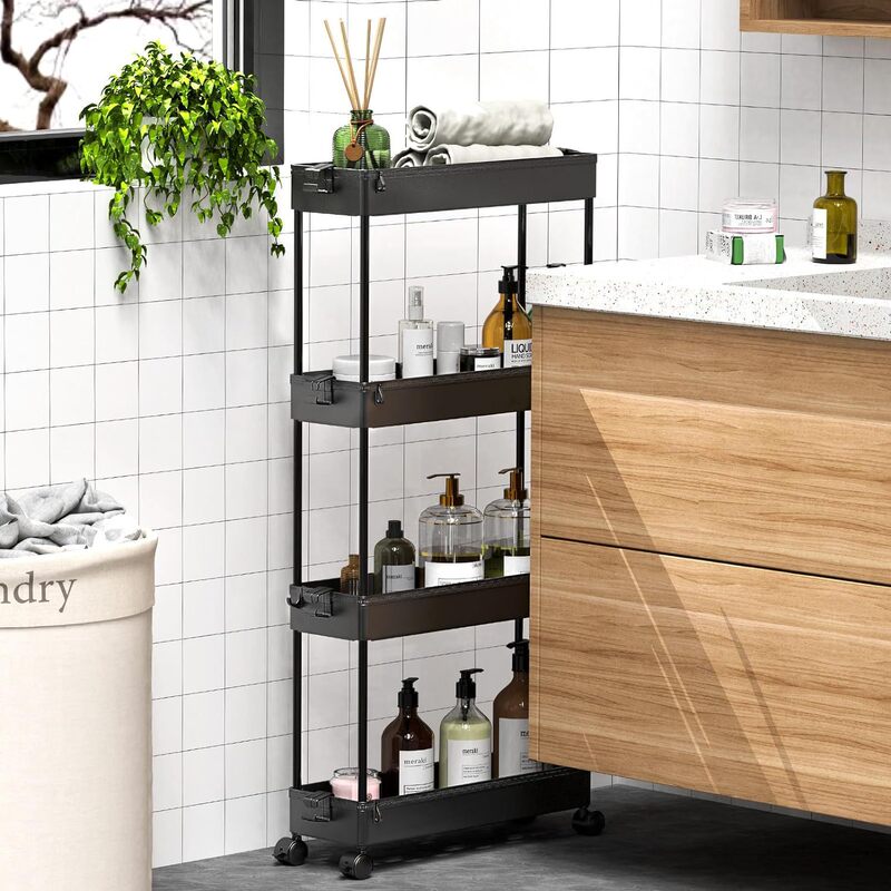 Household Goods Department Store Floor-Standing Storage Trolley with Universal Wheels, Mobile Storage Rack, Kitchen and Bathroom Multi-Layer Storage Rack