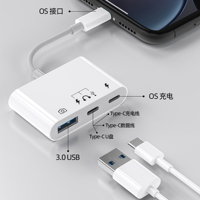 携帯電話OTGカードリーダー3in1 USB3.0 UディスクType-CイヤホンハードディスクTFストレージ高速転送|undefined