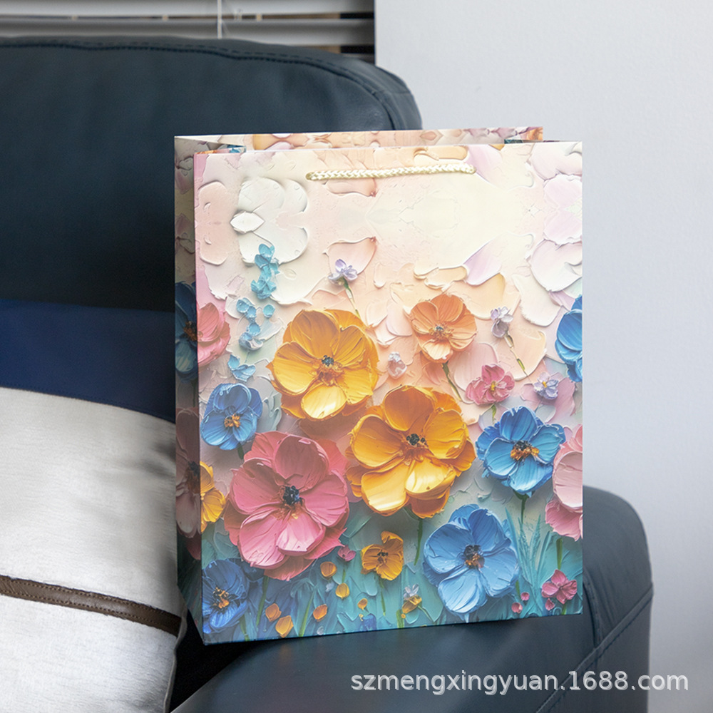Bolsa de regalo de pintura al óleo creativa Bolsa de papel de mano Bolsa de regalo de cumpleaños Bolsa de regalo de día de San Valentín Bolsa de regalo de flores Bolsa de papel