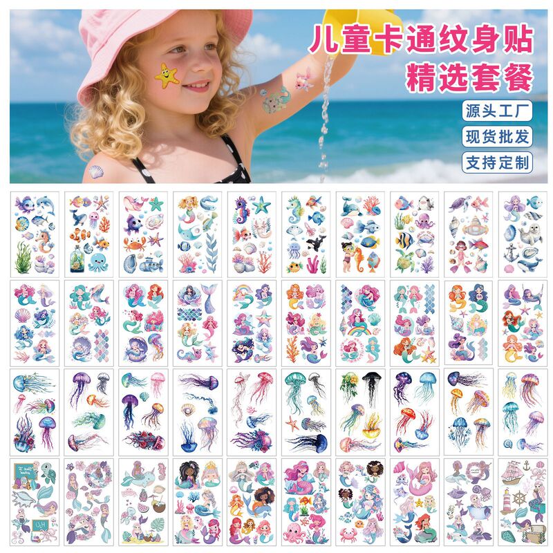 Tattoo Stickers for Kidsren, Washable and Waterproof, Baby Nail Stickers, Cartoon Princess Butterfly Girl Watch, Cute Sticker Collection