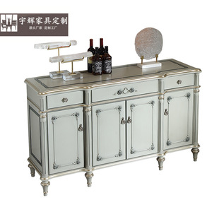 French Entry Luxury Solid Wood Sideboard Wine Cabinet Storage Cabinet Living Room Wall Entrance Cabinet Handmade Gold Drawing