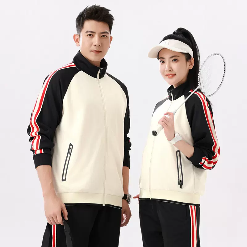 春秋季男女团服套装韩版时尚男女跑步休闲运动服情侣套装可印logo