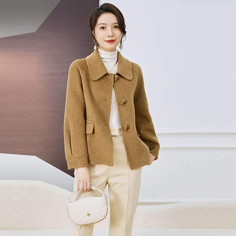 양면 트위드 쇼트 코트 기질 모직 새로운 가을과 겨울 2024 새로운 폭발 작은 기질