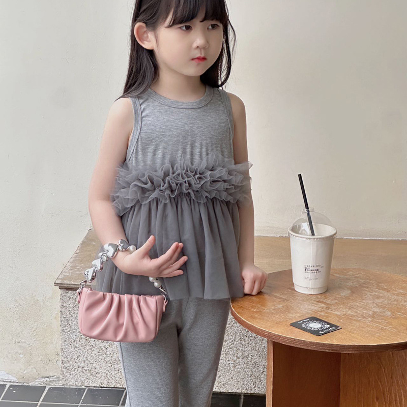 Nuevo bolso para niños, bolso de niña perla de amor fresco y dulce, mini bolso de mensajero para bebé plisado de estilo occidental