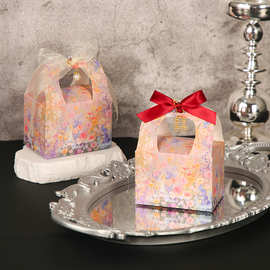 新款ins风小众创意手提法式碎花油画伴手订婚礼喜糖桌糖果盒空盒