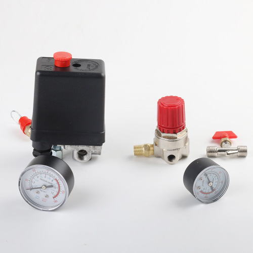 Air compressor switch assembly four-hole four-way automatic pressure switch assembly with pressure regulating valve pressure gauge air outlet valve