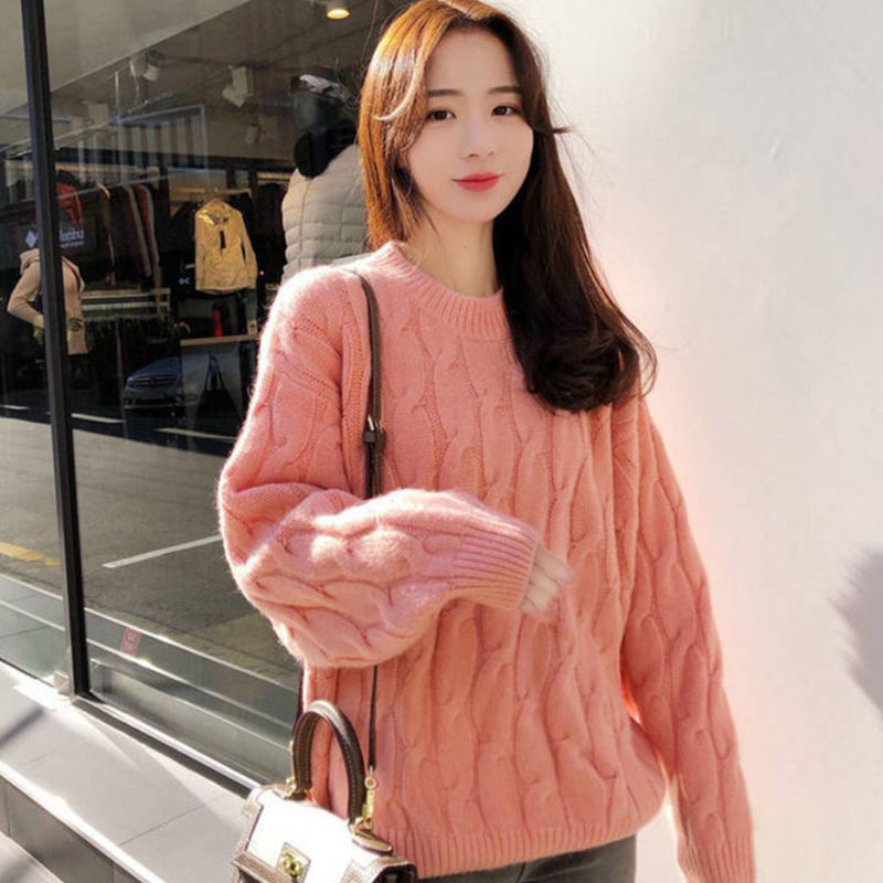 2024 Autumn and Winter New Twist Sweater Women's Korean-style Thickened Pullover Loose Knitted Sweater Trendy Thick Sweater