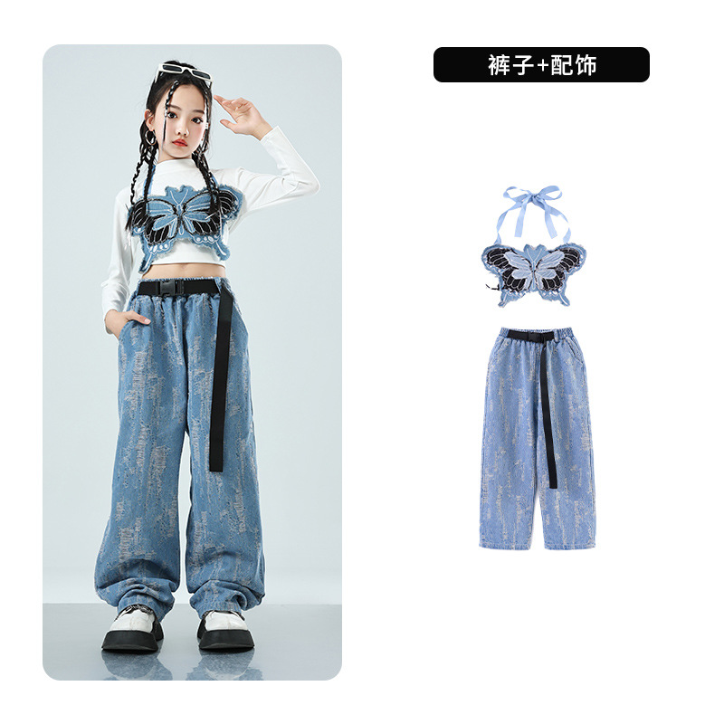 子供の街のダンスの公演服の男女の子供のカウボーイのスーツのジャズのダンスのhiphopの舞台のショーのファッションの服の長袖