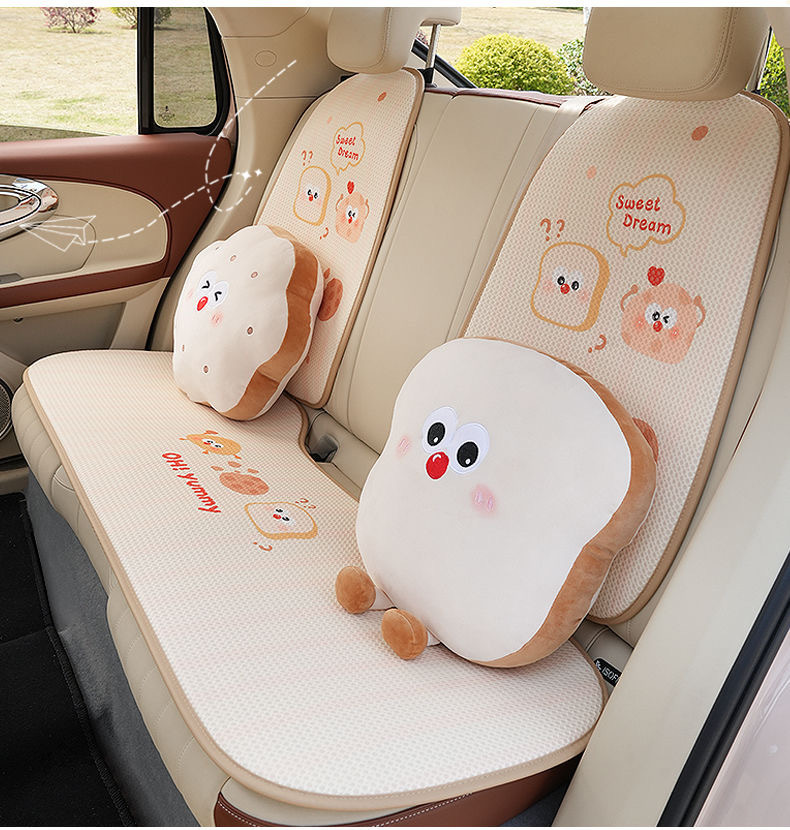 Car Headrest, Cute Pillow, Neck Pillow, Cartoon Toast Bread Biscuit, Car Lumbar Support Decoration, All Year Round