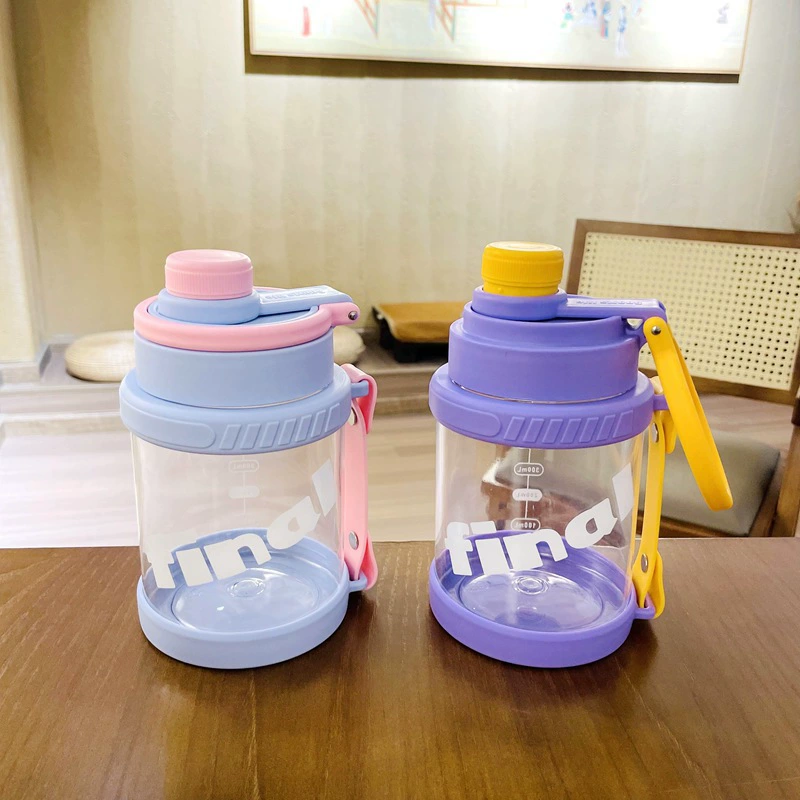 Plastic high quality capacious glass with glass, fruit tea, tea cup