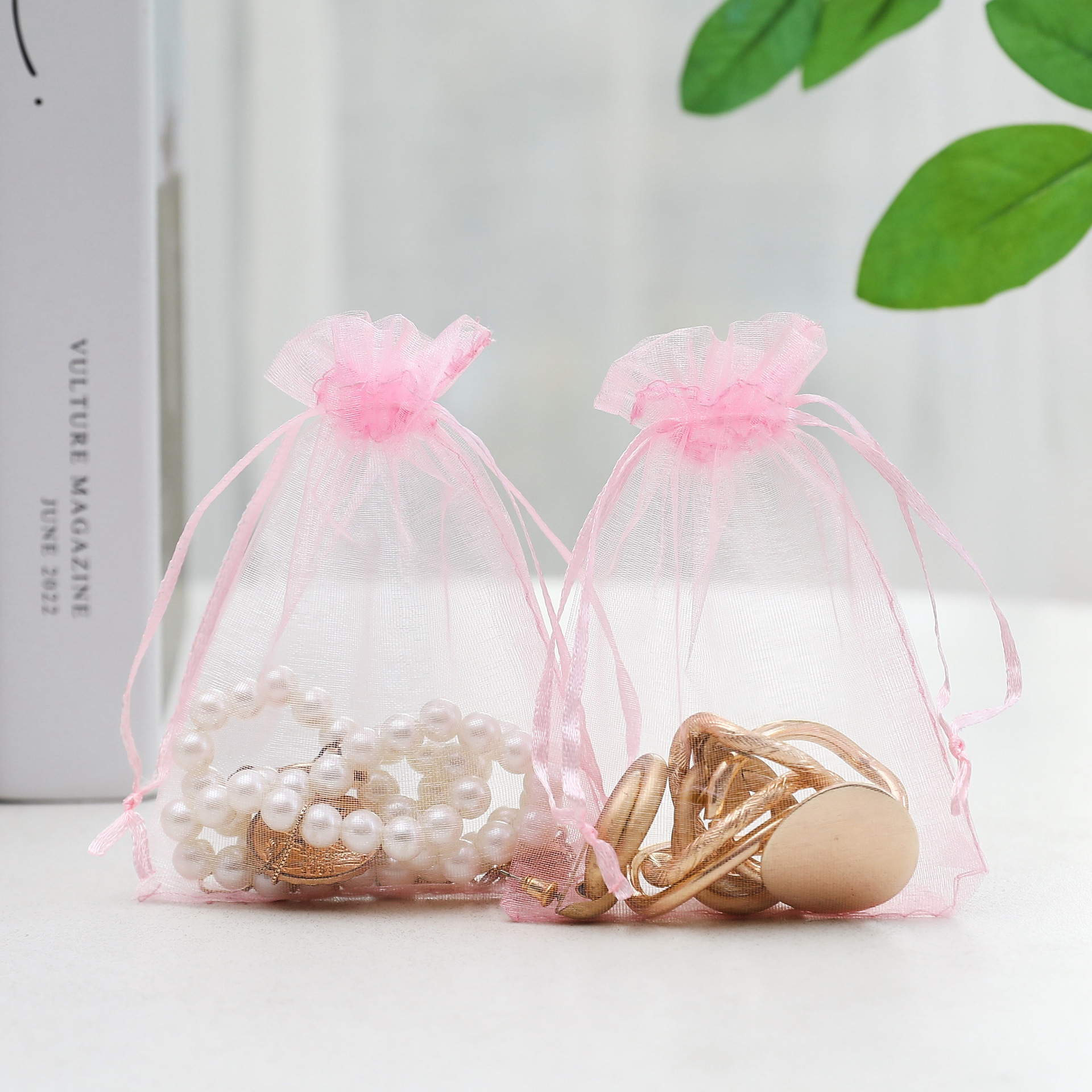 Bolsa de organza blanca al por mayor, bolsa de malla de perlas, bolsa de embalaje de regalo con boca de cordón, joyería de dulces de boda, bolsa de cordón, bolsa de almacenamiento