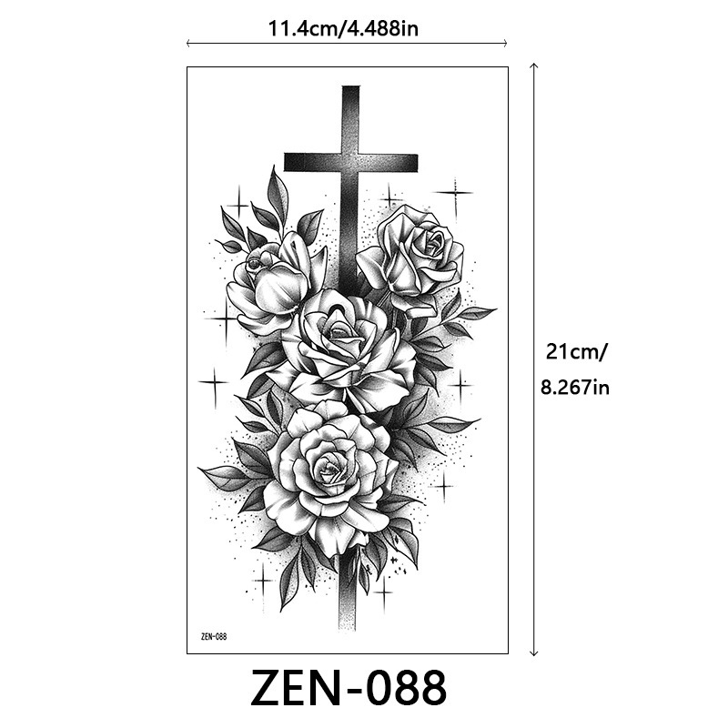 新品跨境 ZEN小全臂纹身贴半臂纹身贴动物花朵万圣节纹身贴tattoo|undefined