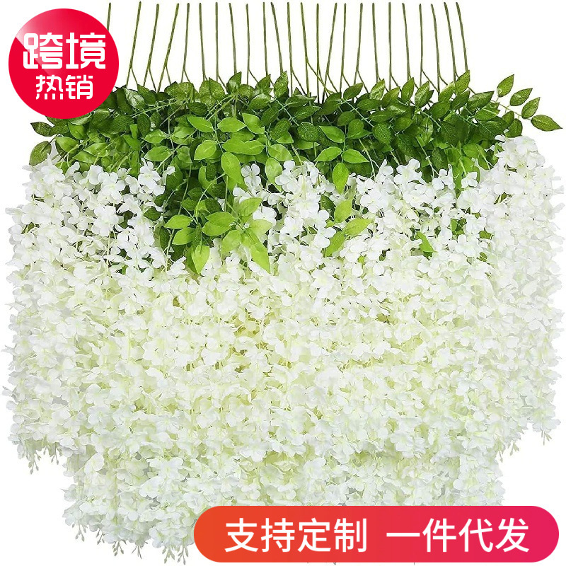 Cross-Border Popular Artificial Wisteria Flower Vine, Fake Violet Ceiling Flower Vine, Wedding Decoration Vine, Plastic Vine Flower Cross-Border Popular Artificial Wisteria Flower Vine, Fake Violet Ceiling Flower Vine, Wedding Decoration Vine, Plastic Vine Flower