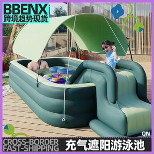 Children's automatic inflatable swimming pool sunshade baby swimming pool swimming bucket large family paddling pool children's pool