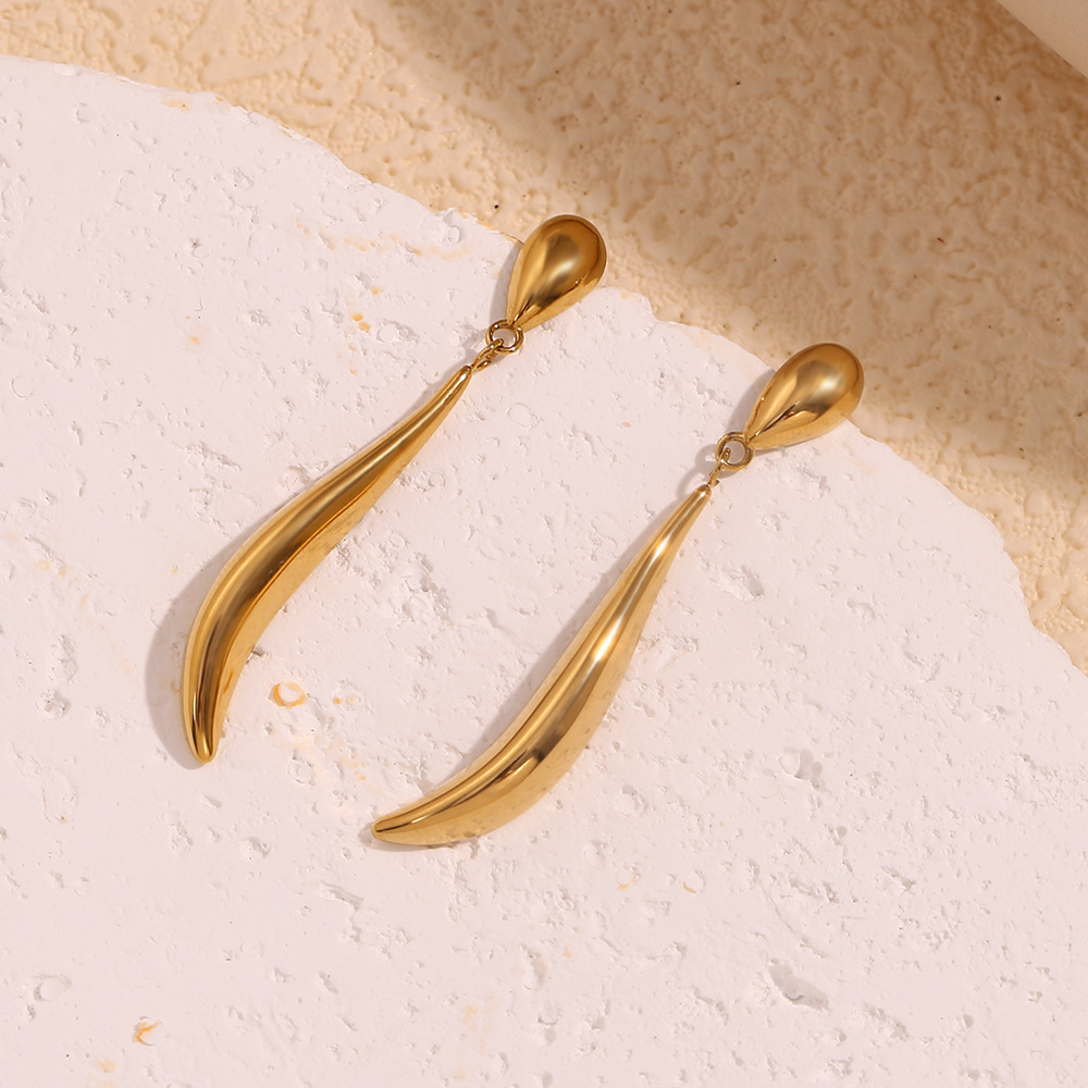 Stitching Water Drop Stainless Steel Earrings