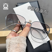 新款时尚潮流女网红街拍款偏光墨镜防紫外线大脸显瘦多边形太阳镜