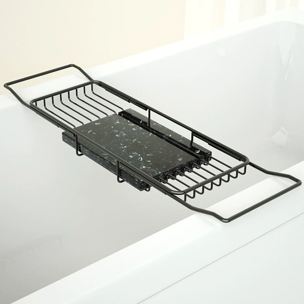 Stainless steel bathtub rack-A style black with black marble