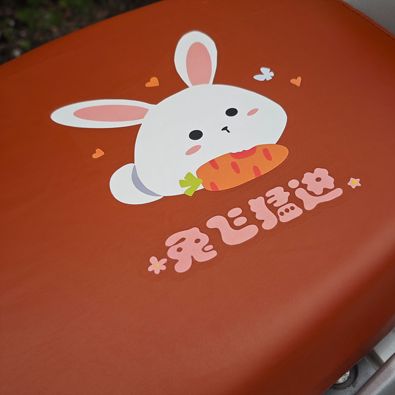 Electric Motorcycle Brown Elastic Leather Cartoon Seat Cushion Sunscreen and Rainproof Yadi Emma Table Bell Thickened Leather Seat Cover