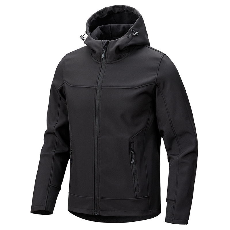 Bird! Early Spring Men's Soft Shell Jacket Outdoor Functional Hooded Waterproof Fleece-Lined Warm Tactical Work Jacket for Men