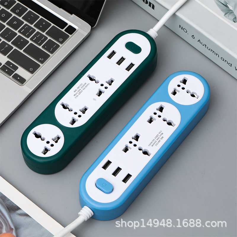 8613U # América del Sur 3USB nueve agujeros placa de conexión de alta potencia enchufe enchufe de conexión enchufe de comercio exterior