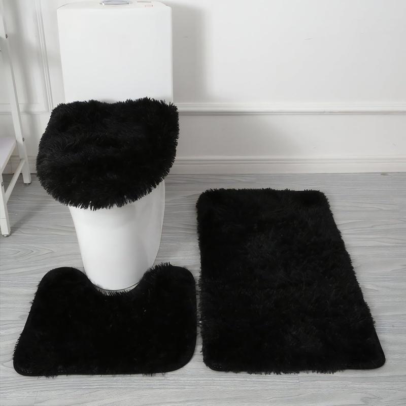 Bathroom Floor Mat U-Shaped Toilet Three-Piece Set Floor Mat Absorbent Non-Slip Foot Mat Cross-Border Export Silk Wool Carpet Available for Wholesale