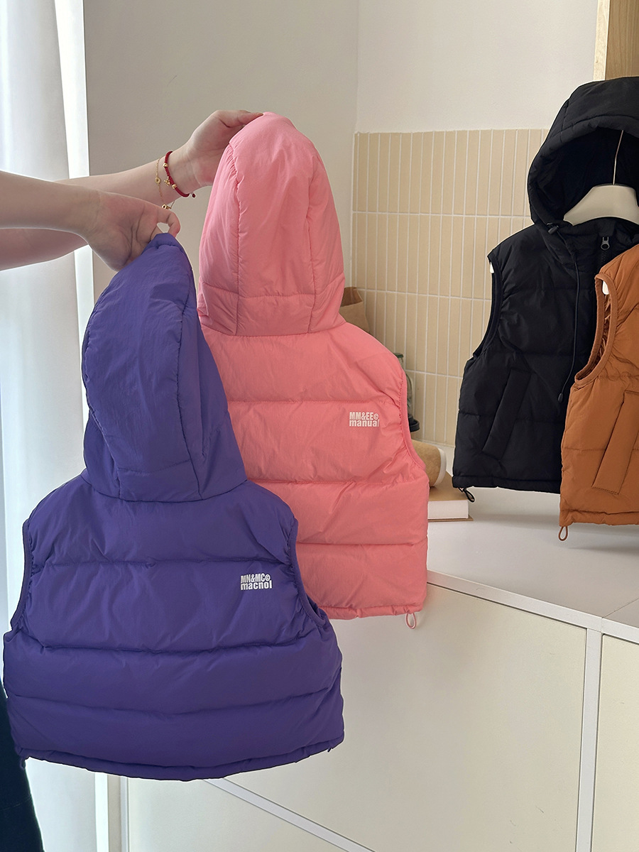 Otoño y invierno nuevos niños sueltos chaleco coreano ropa infantil ocio chaleco con capuchón caliente a prueba de frío para hombres y mujeres hombros