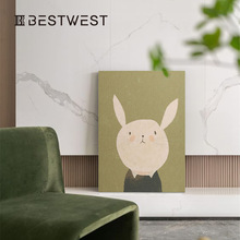 博西家居 简约现代长耳兔子装饰画沙发背景墙客厅玄关进门挂画