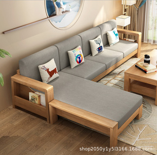 Nordic solid wood sofa combination bed dual-use fabric office large and small apartment hotel factory multi-functional living room furniture