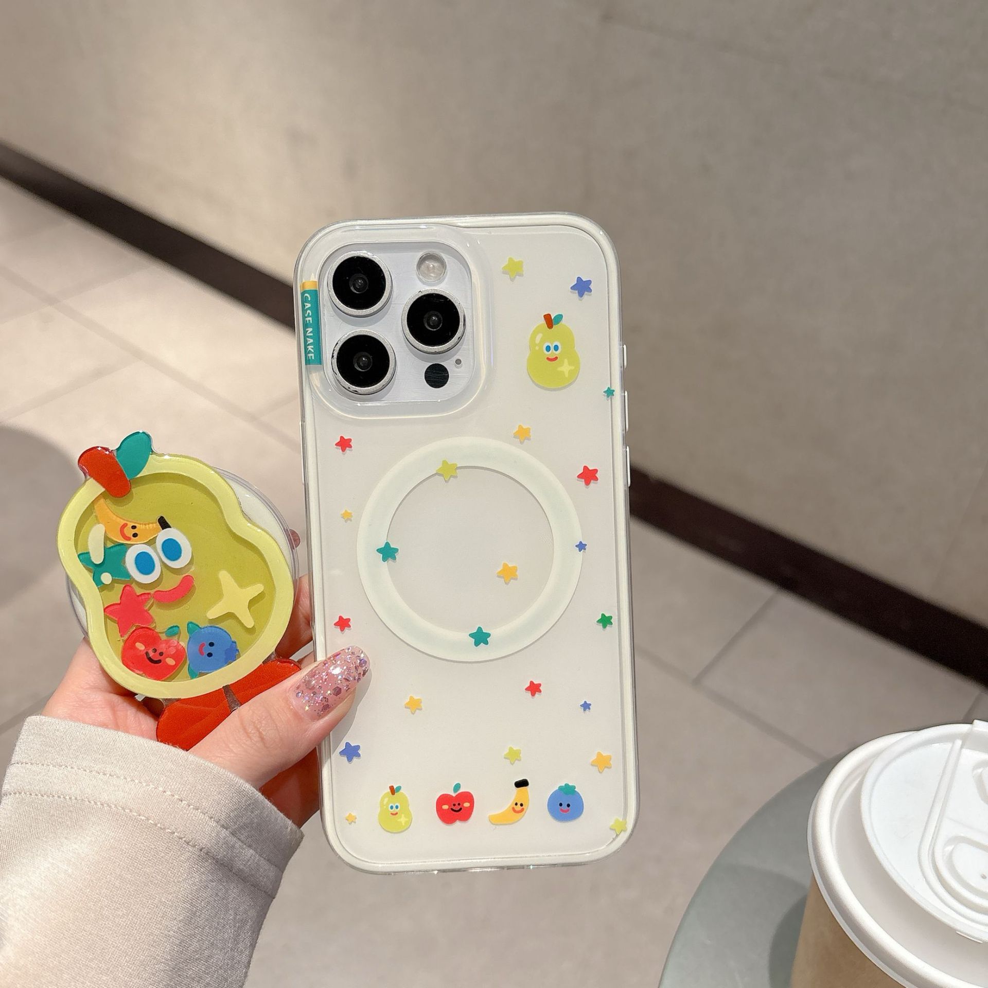 Divertida dopamina de verano de dibujos animados para Apple 15/16 funda para teléfono móvil 15Pro simple 16PM pareja 14/13