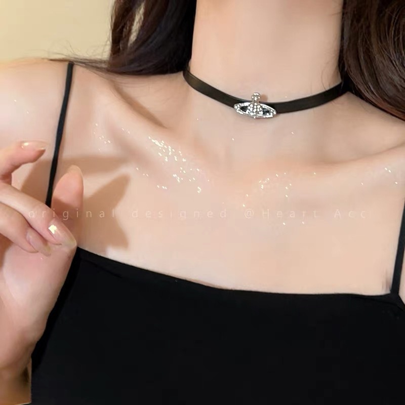 純粋な欲望スタイル黒革ロープチョーカーホットガールネックレス女性のニッチな気質ネックアクセサリー鎖骨チェーン首輪|undefined