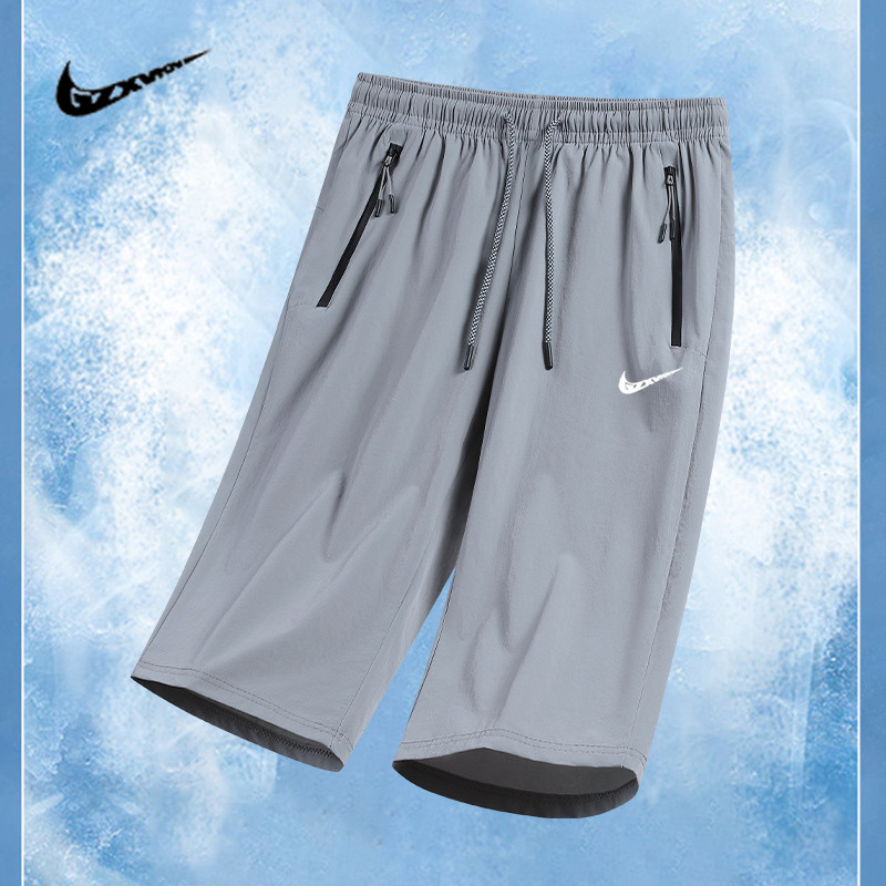Trendy Ice Silk Cropped Pants for Men, New Summer Breathable Casual Pants, Thin Large Size Quick-Dry Sports Shorts Trendy Ice Silk Cropped Pants for Men, New Summer Breathable Casual Pants, Thin Large Size Quick-Dry Sports Shorts