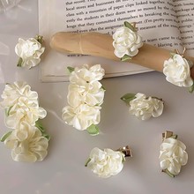 前额侧边刘海夹发卡甜美气质鸭嘴夹花朵发夹女超仙森系茉莉花发卡