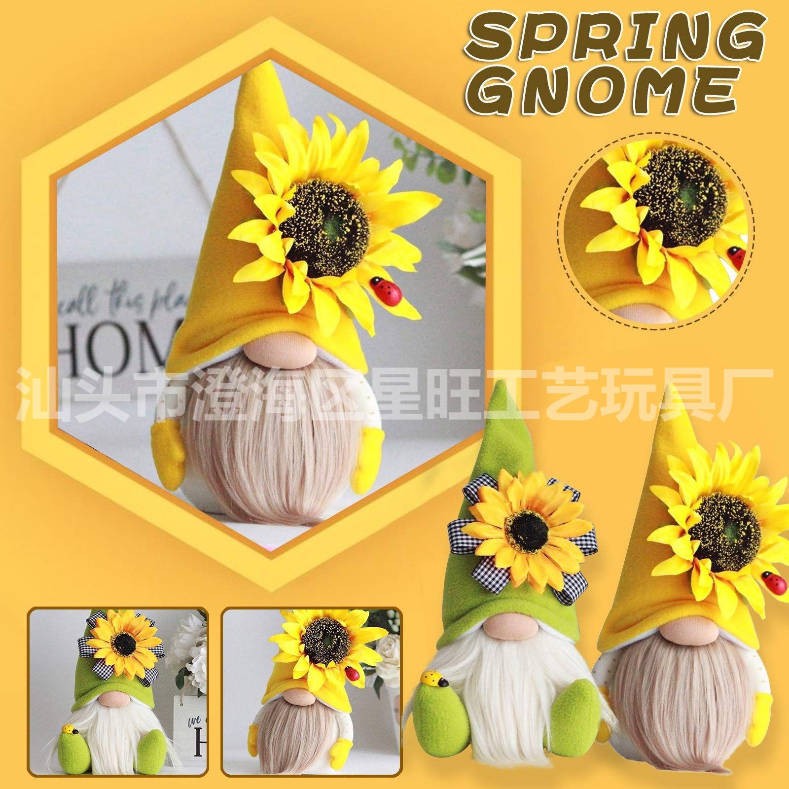 Fiesta de la abeja personalizada Muñeca Rudolph de pierna larga postura sentada muñeca sin rostro decoración de anciano enano